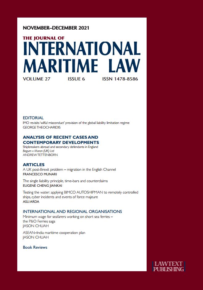 LawtextPub's tweet photo. JIML Vol 27 # 6 – orders, 2022 renewals and full contents see https://t.co/1mfA1lEUjL
Remotely controlled ships, cyber incidents and force majeure BIMCO AUTOSHIP
Asli Arda @cepri_law #BIMCO #JIML #autonomousships #maritimelaw #shippinglaw #maritimelitigation #BIMCOAUTOSHIP https://t.co/h0SGkDTDQa