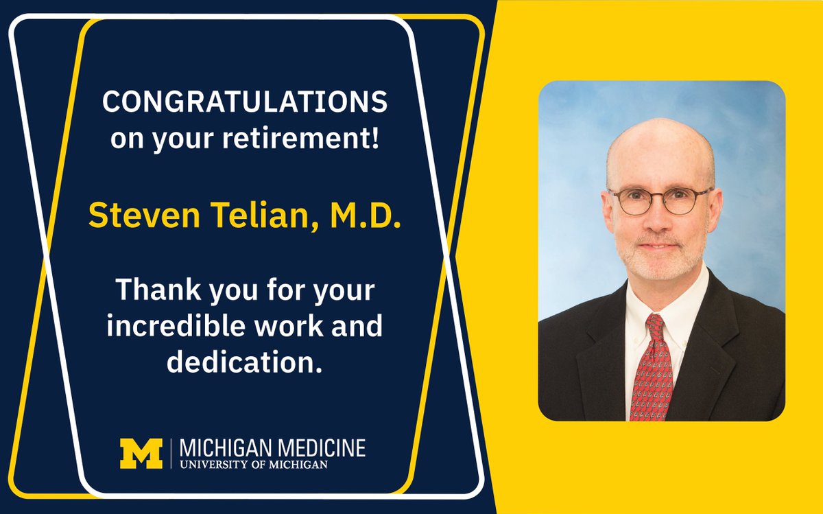 After 35 years of service, Steven Telian, MD retires today from @umichoto. Thank you for your incredible work and service, Dr. Telian!