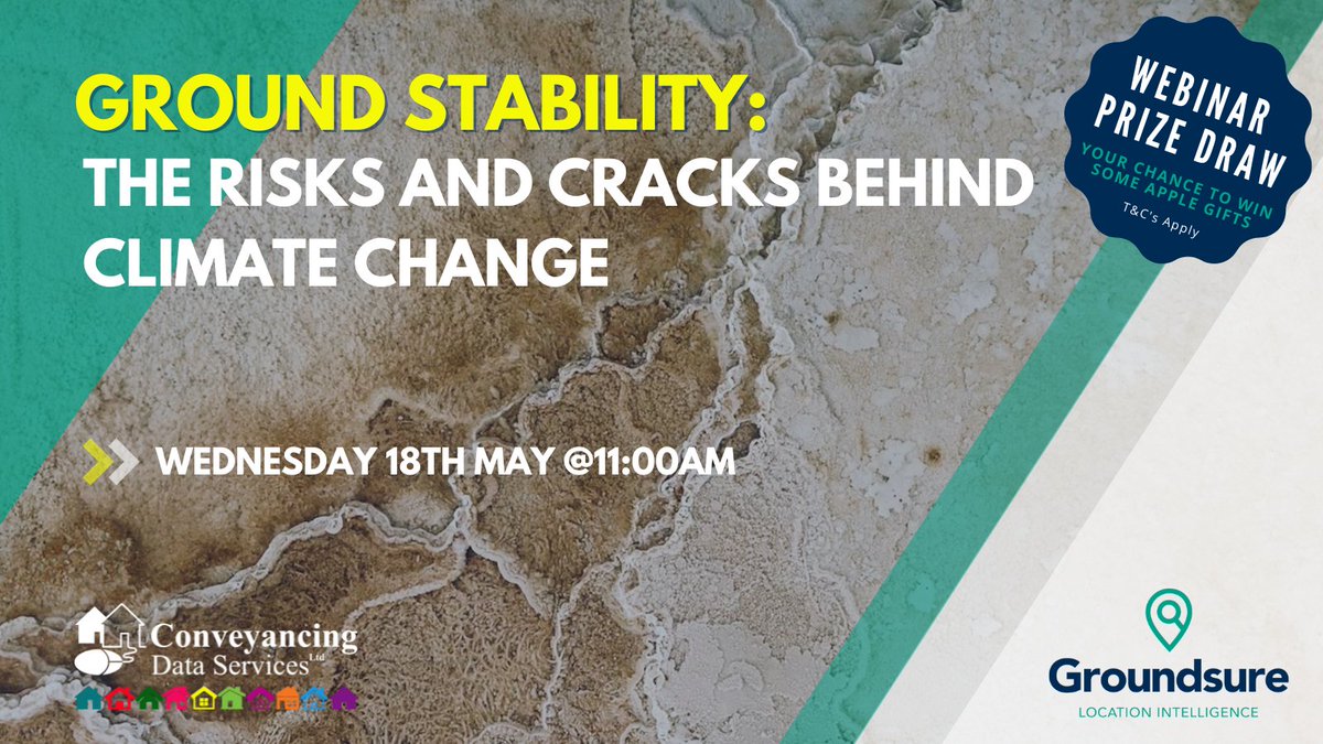 CDS_ConveyData's tweet photo. Don't forget tomorrow is the next climate-focused webinar with @Groundsure... Have you registered yet?
Register today >>> https://t.co/c4Eo8Judz1

#groundstability #climatechange #propertytransactions #webinar https://t.co/S41qU0GRkg