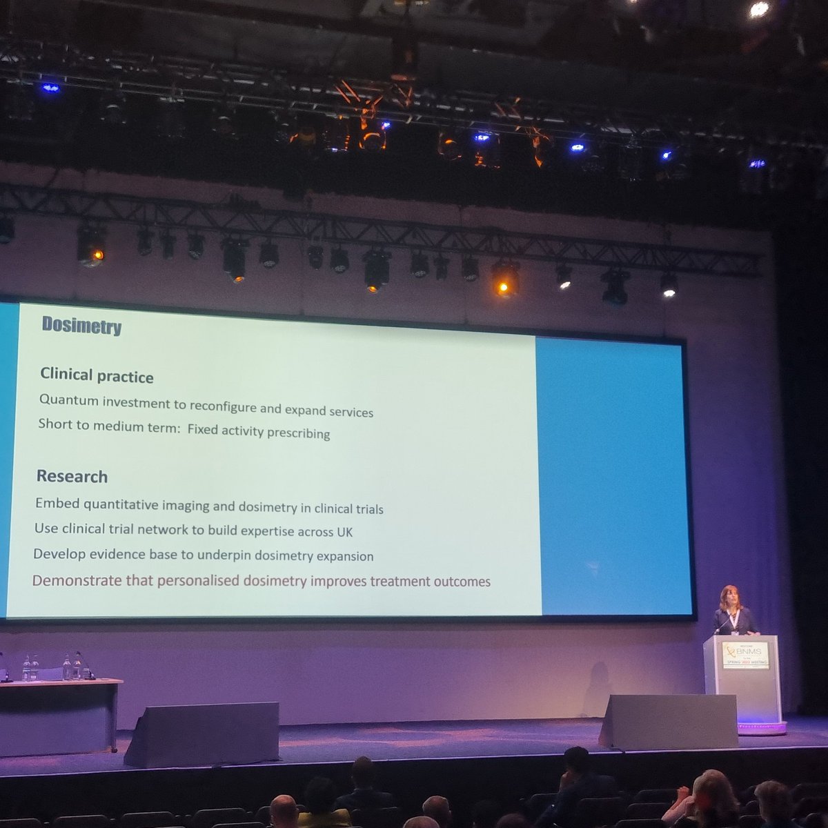 SFBarringtonKCL's tweet photo. Call for national standardised molecular imaging program to deal with uncertainties around dosimetry for MRT from Prof Val Lewington annual lecture #BNMS2022 https://t.co/KKuxOkGjWP