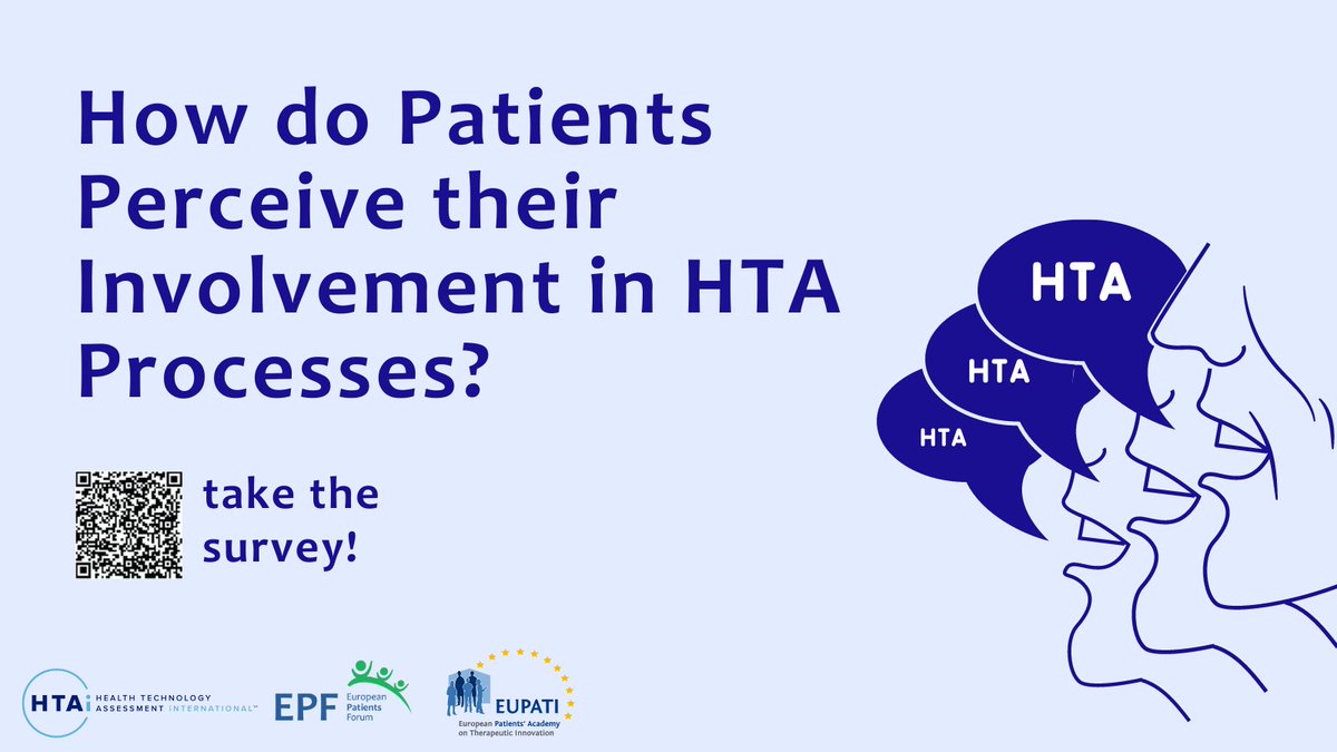 eupatientsforum's tweet photo. NEW SURVEY✍🏽 share your Experiences with #PatientInvolvement in #HTA in Europe.

The survey aims to better understand how #patients are involved in HTA currently, &amp; how to do it better in the future.

Survey in 🇬🇧🇮🇹 🇩🇪🇫🇷🇪🇸🇵🇱
https://t.co/0bTXViHima https://t.co/pfd3mP2qdE