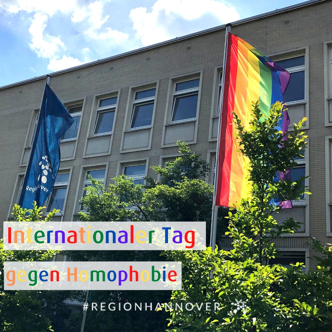 RegionHannover's tweet image. Heute ist der internationale Tag gegen Homo-, Bi-, Inter- und Transphobie.

Als Zeichen der Unterstützung hat die Region Hannover deshalb am heutigen Dienstag die Regenbogenfahne vor dem Regionshaus gehisst.

#Vielfalt #RegionHannover