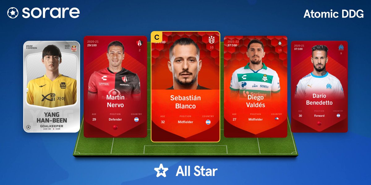 AtomicDDG's tweet photo. Blanco was on fire in #GW270, and now we hope he'll repeat the masterclass and make us reach the threshold in this new #GW271 🏎️💨

A little doubt on Yang Han-Been bus he was our only choice for this midweek.

Good luck everybody! 🍀

#Sorare
#NFTs
#PlayToEarn https://t.co/GkxwfGjQVV
