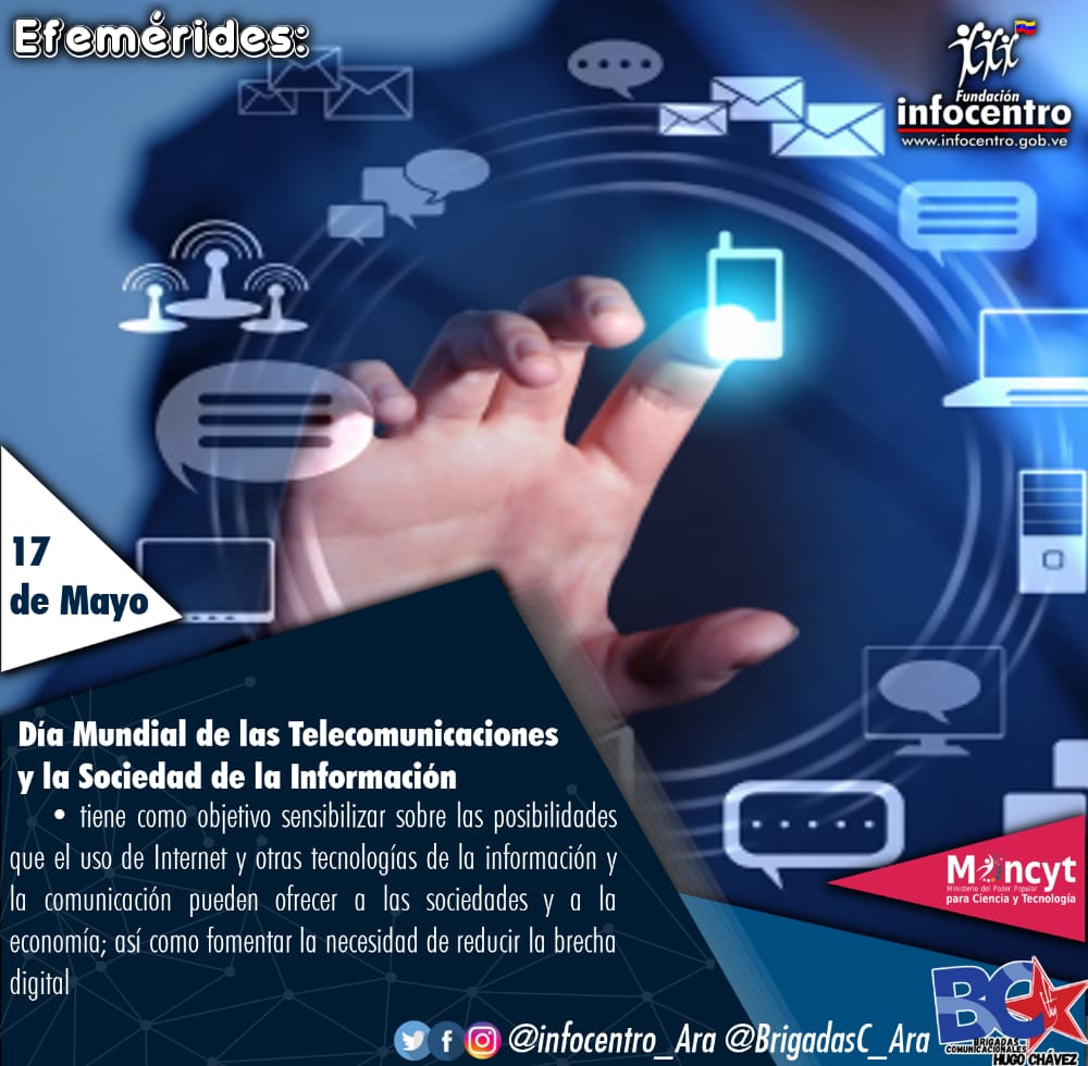 BrigadasCHCH's tweet photo. Día Mundial de las Telecomunicaciones y la Sociedad de la Información
se celebra desde el año 2006, motivado a la unificación de dos efemérides: el Día Mundial de las Telecomunicaciones y el Día Mundial de la Sociedad de la Información.

#PoesíaLiberadora https://t.co/jOOSap1UxW