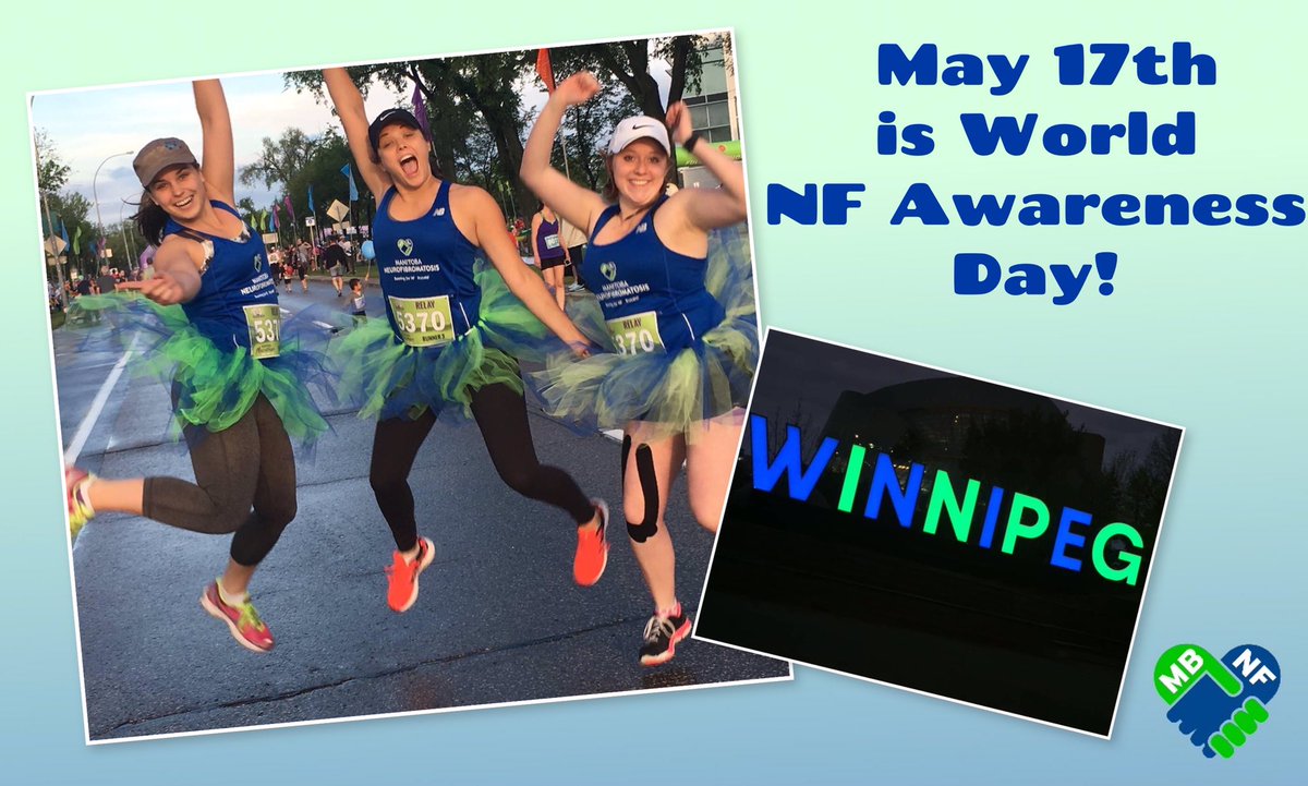 MBNFSupport's tweet photo. It’s here!!! Don’t forget to share about NF today. Wear some blue and green to be seen! The Winnipeg sign will shine and Brandon’s Mayor @RickChrest will be signing a Proclamation. @WinnipegMayor #NFawareness #blueandgreen #MBNF #EndNF #Manitoba #Neurofibromatosis https://t.co/NXIRnjkAK2