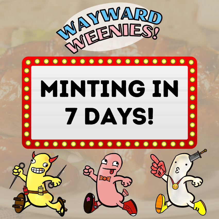 WaywardWeenies's tweet photo. Everyone will be able to hold a Weenie of their very own in just ONE WEEK! 🌭💖🌭

🚨 All followers who share/post/RT anything and use the tag #weeniesarecoming will be entered in our next $100 ETH drawing. 💰

Good luck, ya big Weenies! 🍀 https://t.co/YaN5WsK1wx