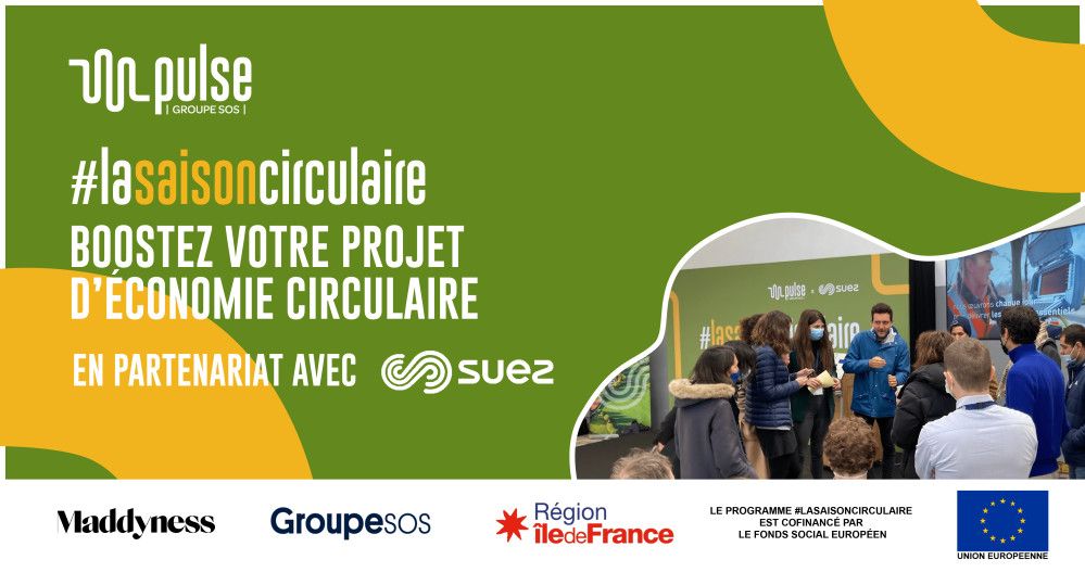 [#Ecosystème] 📣 Boostez votre projet d’économie circulaire avec #LaSaisonCirculaire ! @Pulse_GroupeSOS et @suez lancent un appel à candidatures pour la nouvelle édition de leur programme #LaSaisonCirculaire♻️
Candidatez jusqu’au 31 mai 2022 👉 snip.ly/3clg3i