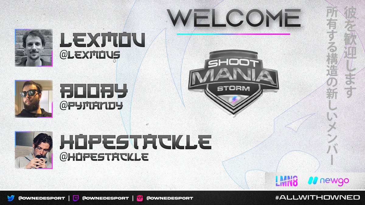 ⛩️WELCOME⛩️

Nous souhaitons la bienvenue à notre nouvelle équipe sur le jeu <a href="/Shootmania/">Shootmania</a> !

<a href="/LexmouS/">LexmouSM</a> 
<a href="/PYmandy/">PY Mandy</a> 
<a href="/hopestackle/">𝐇𝐱𝐩𝐞</a> 

Bienvenue à vous les gars ! 🌸

#AllWithOwned #Owned💙💜