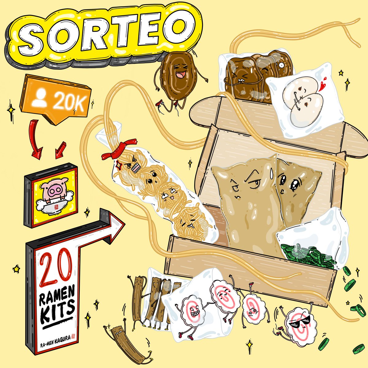 Ramen_kagura's tweet photo. 🚨SORTEO 20 RAMEN KITS🚨 ¡Ya somos más de #20k en Instagram!😭 Por vuestra fidelidad, confianza y apoyo lanzamos este #sorteo🙌
¡Os queremos felices y con la barriga llena! 

✨SORTEO SOLO
DISPONIBLE EN INSTAGRAM✨

🐷20 ganadores, cada uno se lleva un #ramenkit
#Ramenkagura https://t.co/QC6BqAamhS