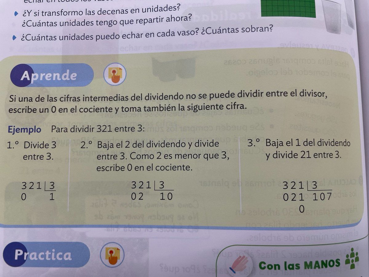 No va a cambiar nada hasta que estas inúlites prácticas desaparezcan de las aulas.
No me vengan con cuentos 
321:3
(300+21):3 
100+7 =107

Ahora llega la LOMLOE (y, como ven, las editoriales "adaptando") ¿Saben lo que va a cambiar? Ya se los digo yo: NADA.

STOP ATOA. BASTA YA