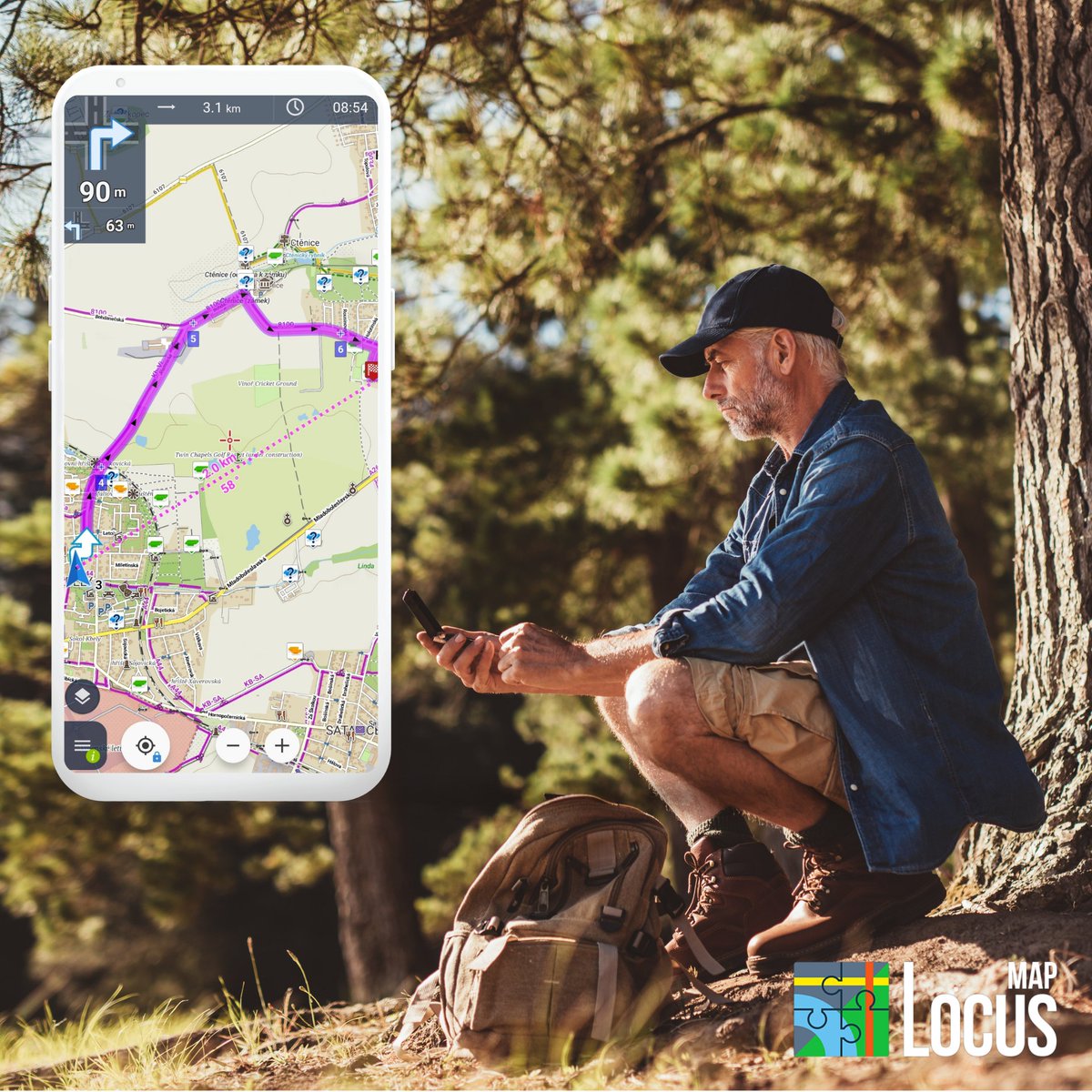 locusmap's tweet photo. We've combined navigation and guidance for geocachers. Now you know the way to the cache, its direction, azimuth, beeline distance, road distance and estimated time of arrival. Happy hunting! #finditwithlocus #locusmap4 #coolfeature #geocaching https://t.co/eadiNkEXv9