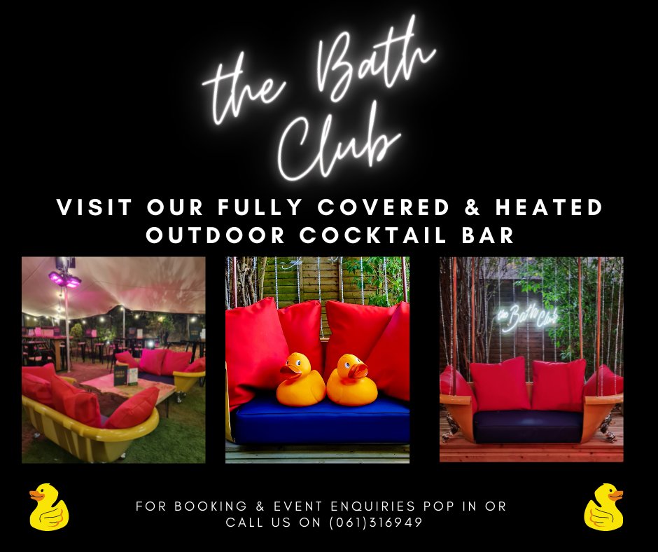 Have you an event coming up and looking for a quirky venue? This beautiful outdoor cocktail garden and bar is a fully covered and heated perfect for after work drinks, birthday celebrations or your next corporate event. Call our events team on 061 316949 to discuss.