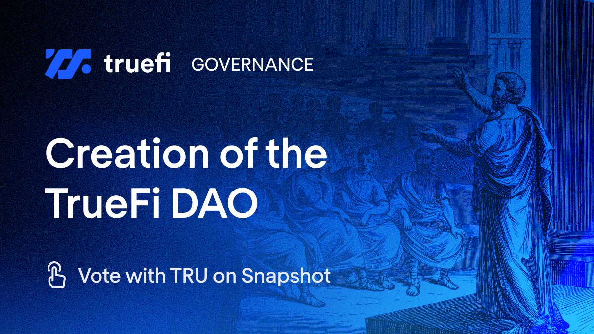 ⚖️ TrueFi Governance: DAO Launch live on Snapshot The final vote for the establishment of the TrueFi DAO is underway, formally putting the future of the protocol in the hands of $TRU holders through on-chain voting Vote with your staked TRU ⬇️ snapshot.org/#/truefigov.et…