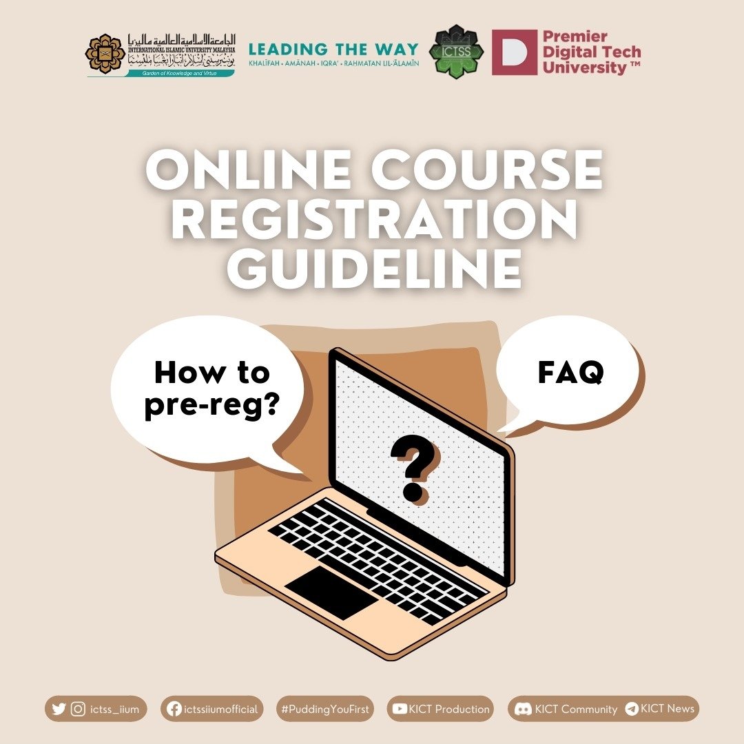 ictss_iium's tweet photo. [ GUIDELINES ON PRE-REGISTRATION FOR SEM 3 21/22 21 &amp; SEM 1 22/23 ]

Assalamualaikum and Hello guys! ✨

Please be informed that the pre-registration period will begin soon. https://t.co/YiZXHDxpMM