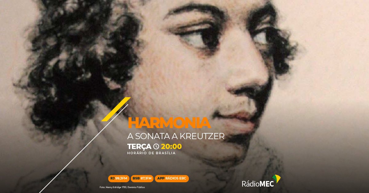 radiomec's tweet photo. 🎻🎶Na imagem, o grande virtuose do violino George Augustus Polgreen #Bridgetower. Ao jovem, #Beethoven dedicou a mais bela sonata de violino. 

 A Sonata a Kreutzer ganhou esse nome depois.

🔴 NO AR, 20h, terça (17)

🎧 Rio 99,3 FM • BSB 87,1 FM
📱 app Rádios EBC https://t.co/z5tFP3Nlwc