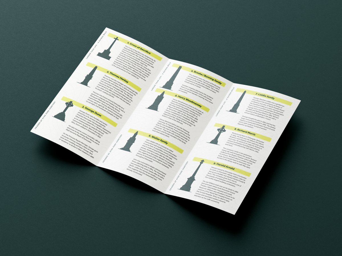 The latest folded leaflet we created for <a href="/HydeParkCem/">Hyde Park Cemetery</a>  🔎

Learn more about the final resting places of many people who helped transform Doncaster from a busy market town to an industrial powerhouse 💪

#friendsofhydeparkcemetery #doncaster  #ideacreativedesignstudio #rotherham