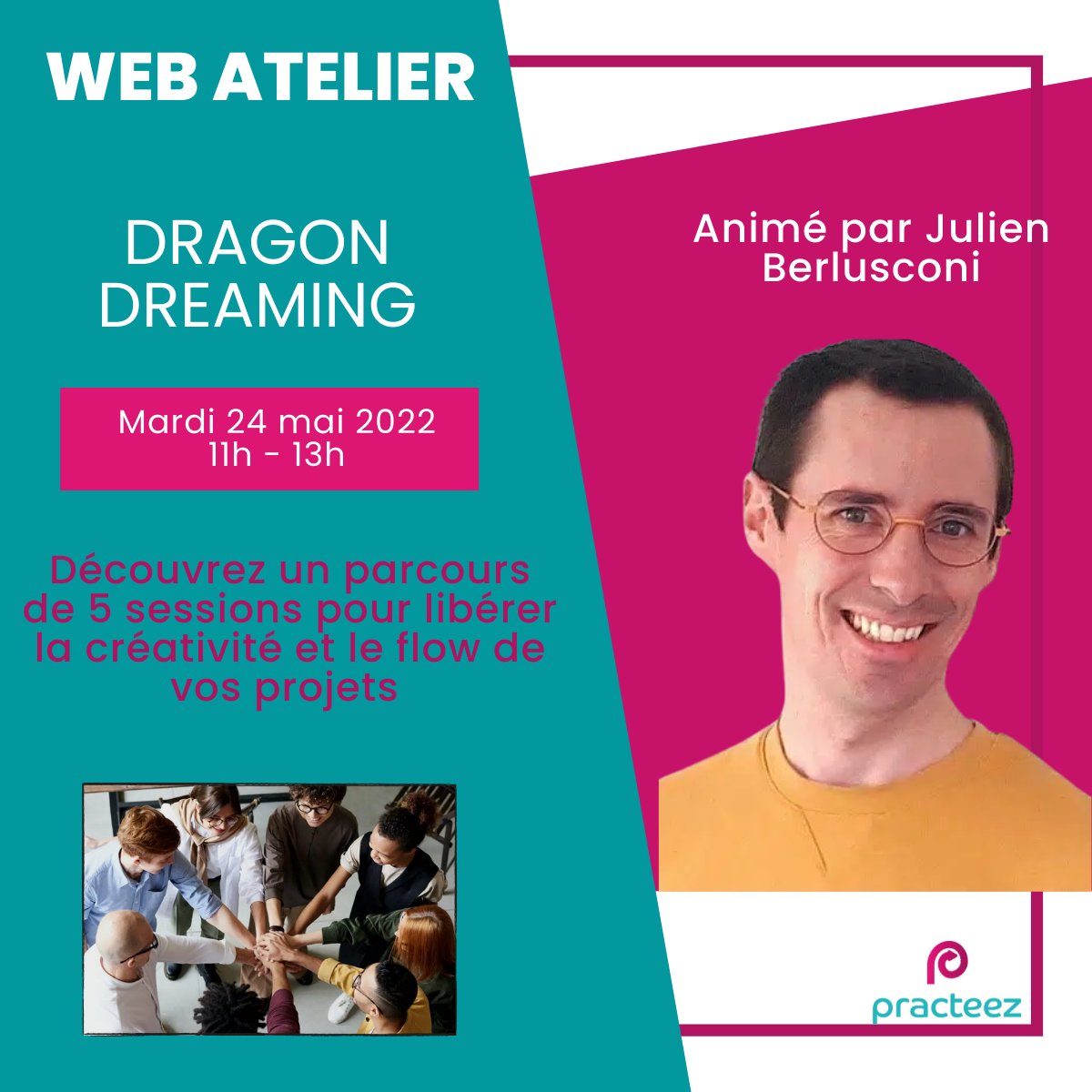 practeez's tweet image. Etre bloqué dans un projet ou ne plus savoir dans quelle direction aller nous ait tous déjà arrivé n&apos;est-ce pas ? La méthode #dragondreaming peut vous aider à avancer. Julien Berlusconi animera un atelier le 24 mai !👇 
practeez.com/webatelier/dra…