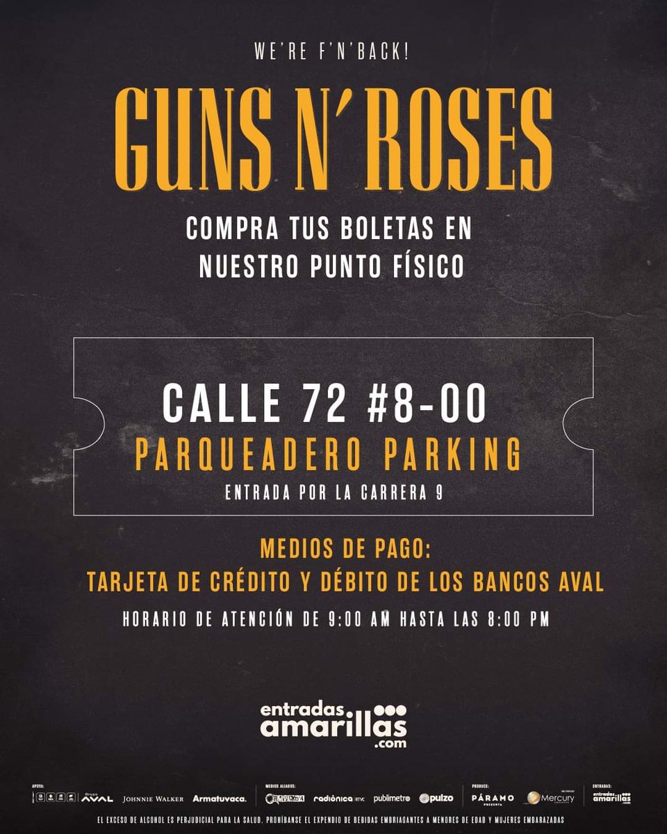 henryrage's tweet photo. Hoy 9 am los clientes de los @BancosAval podrán acceder a la compra de entradas en https://t.co/BuqIjv6J65 o exclusivamente en el punto del Parqueadero Parking de la Calle 72 #8-00. (Los puntos habituales de @entradasamarillas no estarán disponibles) 🚨🚨🚨🚨 @paramo_presenta https://t.co/wgpEJ7ySyf