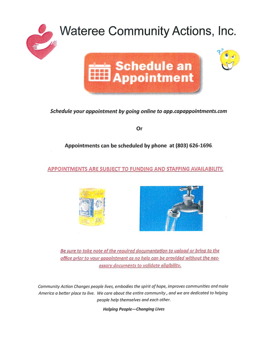 Hello!
This is the new way and only way to receive assistance. You are encourage to check daily for open appointments.