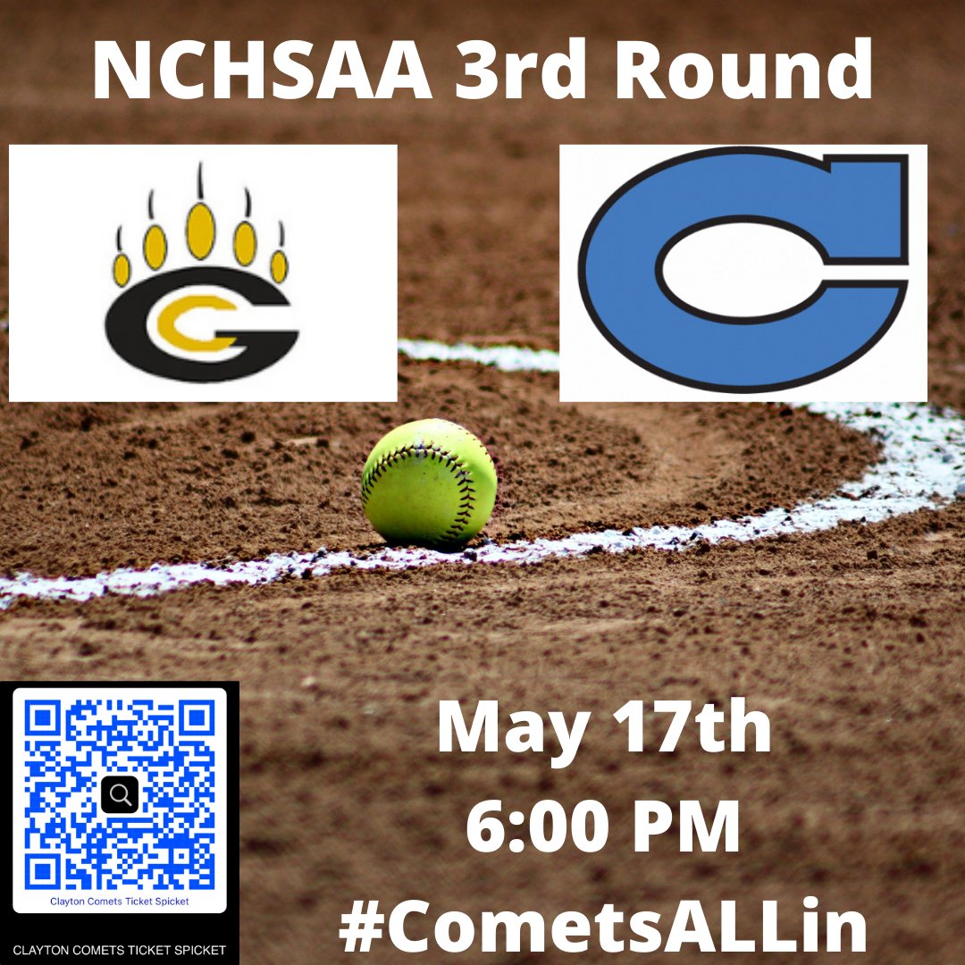 ClaytonCometsAD's tweet photo. @comets_softball will host @GraysCreekHS in the 3rd round of the @NCHSAA 4A State Playoffs. The weather is perfect lets pack the house! @TheCometCrew @Clayton_Comets @ClaytonBoosters #CometsALLin https://t.co/8yaWaeImNJ