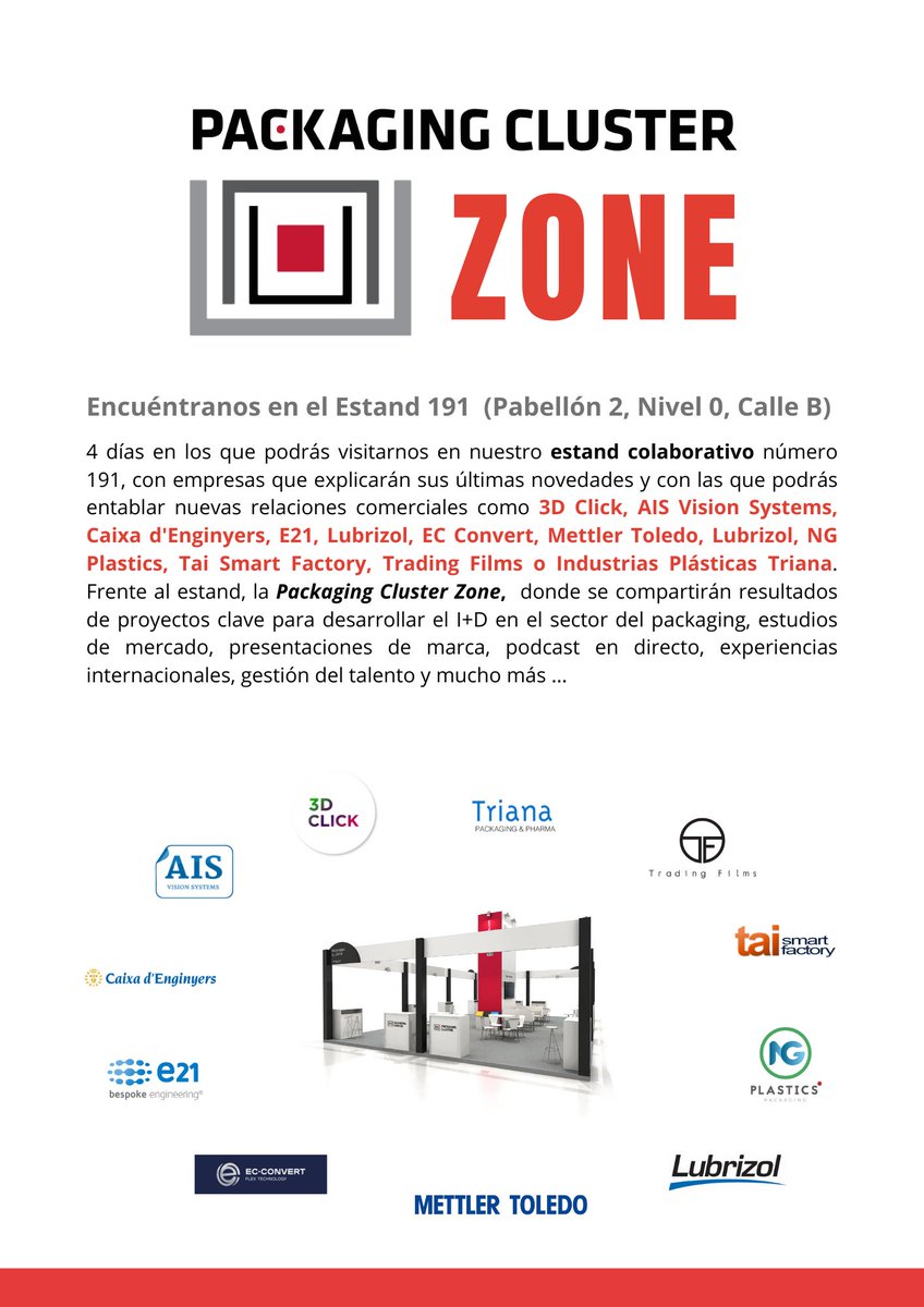packcluster's tweet photo. #HISPACK22 | Solo queda una semana para la gran feria del #packaging @Hispackbcn  en @Fira_Barcelona 

Descubre las últimas innovaciones y novedades del sector en #PackagingClusterZone y Consulta los #SOCIOS del clúster que expondrán https://t.co/VweVZKvBID

#QuedamosEnHispack https://t.co/2zmpaIRFXB