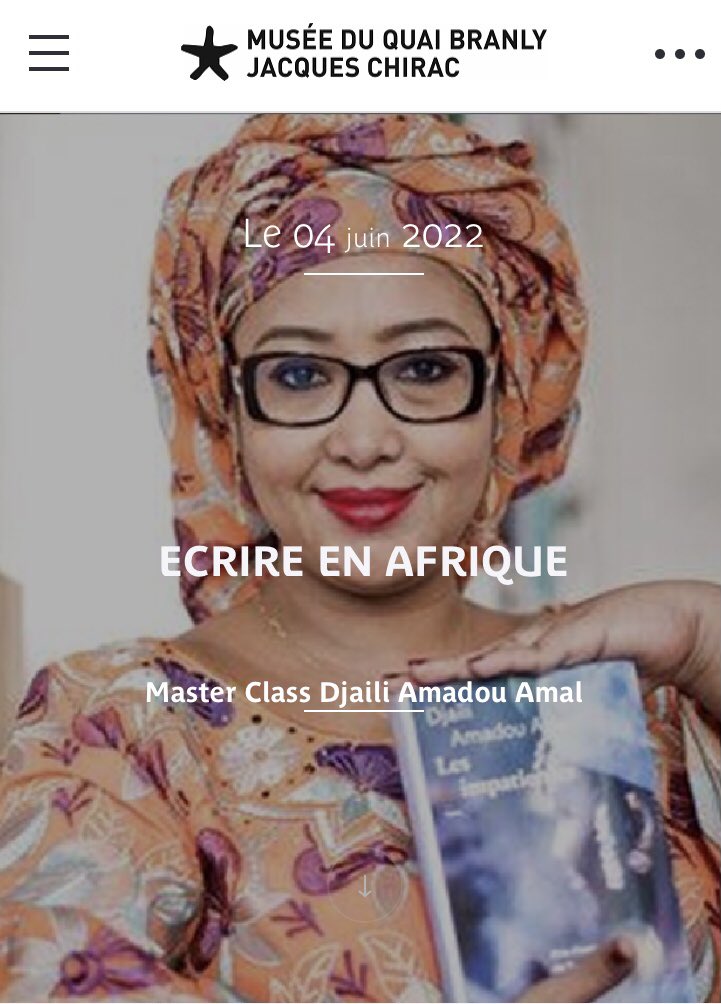 𝗠𝗮𝘀𝘁𝗲𝗿 𝗖𝗹𝗮𝘀𝘀 𝗱𝗲 𝗗𝗷𝗮𝗶𝗹𝗶 𝗔𝗺𝗮𝗱𝗼𝘂 𝗔𝗺𝗮𝗹
Dans le cadre de l’exposition "𝗟𝗮 𝗥𝗼𝘂𝘁𝗲 𝗱𝗲𝘀 𝗖𝗵𝗲𝗳𝗳𝗲𝗿𝗶𝗲𝘀", Défis, enjeux et perspectives de l’écriture en Afrique à travers le parcours de l’écrivaine🇨🇲 militante féministe et d’expression française