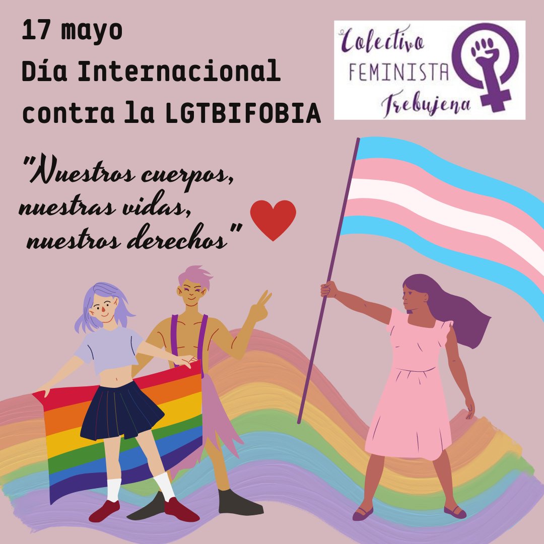 CFeministaTrebu's tweet photo. Hoy, 17 de Mayo 2022 es el Día Internacional contra la Homofobia, Transfobia y la Bifobia 
🌈 "Nuestros cuerpos, nuestras vidas, nuestros derechos"
"Todos, todas, todes, tenemos derecho a un mundo sin discriminación"🌈 https://t.co/Ee2puDlWzJ