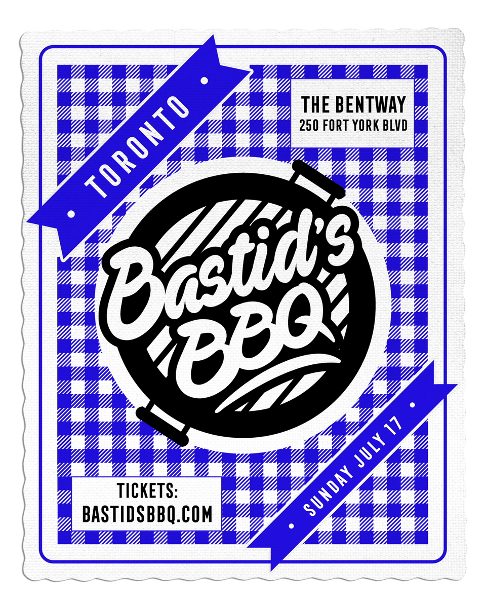 SkratchBastid's tweet photo. SUNDAY JULY 17 TORONTO! Tickets are now live, link in bio. $25 if you're quick on the Early Birds. Round up the gang, make plans, and see you in exactly 2 months for our 10th instalment of Toronto's #BastidsBBQ, this year at @thebentway.

See you there! https://t.co/lJeuukD0JF