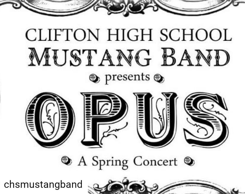 cliftonvpadept's tweet photo. Please join us in Clifton High School's JFK auditorium tomorrow evening at 7 pm in order to see the amazing Mustang Band in action as they perform their spring concert! If you can't make the show, feel free to check out the live stream link here: https://t.co/PuFbqBL2Z3 https://t.co/xkQfnM3sCr