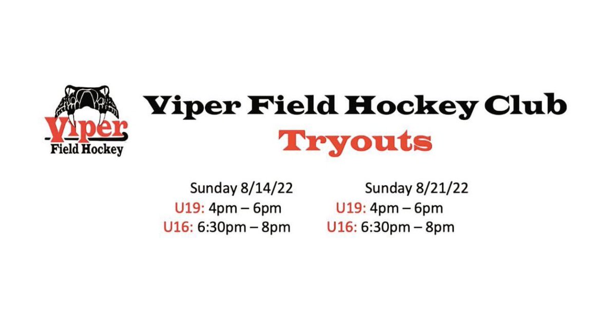 ViperFHClub's tweet photo. 2022-2023 Indoor Season Tryouts Coming Your Way!  Send in your registration, to get your spot! 🏑🐍 https://t.co/Dr3aR0MOTO