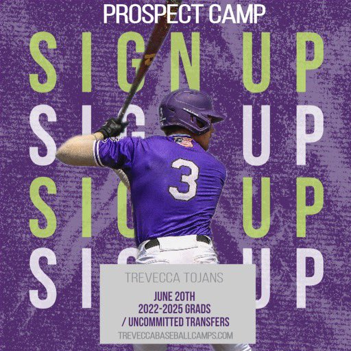 🚨ANNOUNCEMENT! CAMP ALERT🚨 
We have an upcoming prospect camp and a kids camp in June! Check out treveccabaseballcamps.com for more information! Great opportunity for all ages to get some work over the summer!