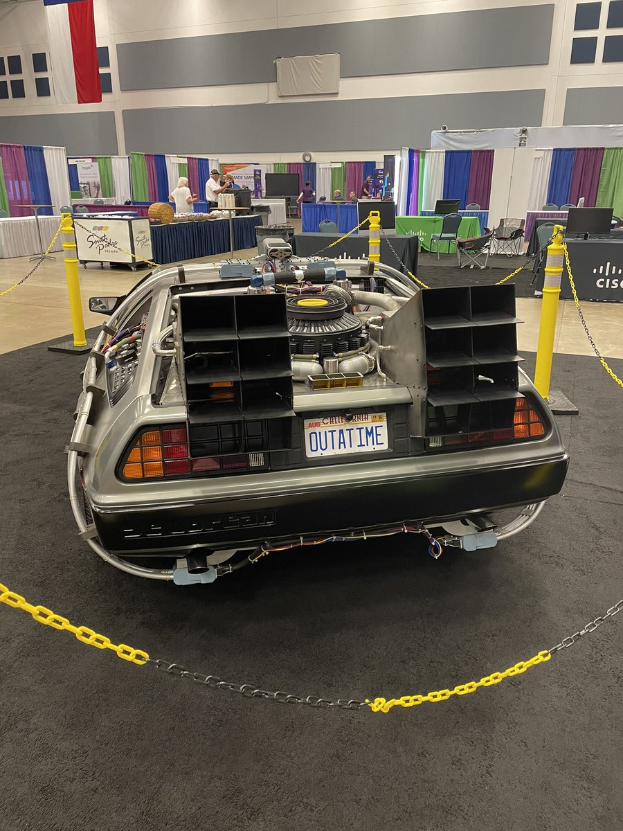 rgleitman's tweet image. Got to check out the DeLorean today! @RegionOneESC #TotallyAwesomeTech22 

@SAMLabs What year do you think Blocky would travel to if he had the car?