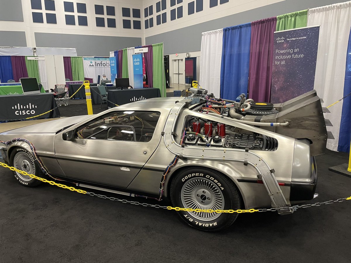 rgleitman's tweet image. Got to check out the DeLorean today! @RegionOneESC #TotallyAwesomeTech22 

@SAMLabs What year do you think Blocky would travel to if he had the car?