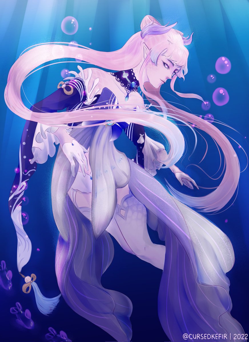 cursedkefir's tweet photo. my contribution to #mermay2022  
kind of 
#SangonomiyaKokomi #GenshinImpact  #genshinimpactfanart https://t.co/q4kDf9T7qc