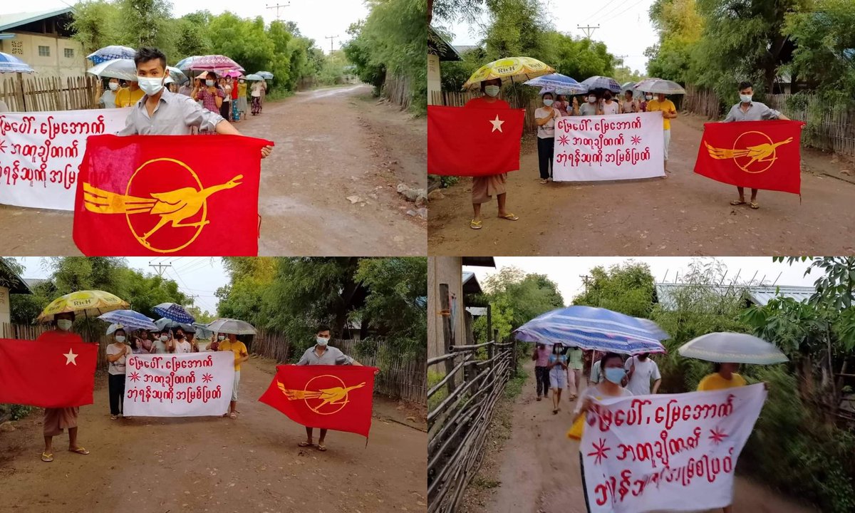 Anti-coup revolutionary strike in a village from Sagaing's Salingyi Twp.

#2022May17Coup #WarCrimesOfJunta #WhatsHappeningInMyanmar