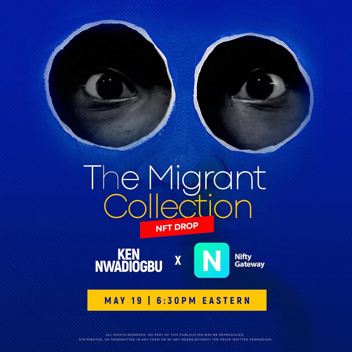 kennwadiogbu_s's tweet photo. This Thursday, 19th May, ‘The Migrant’ NFT collection drops on @niftygateway 

https://t.co/XklBxKXdkP #nft #NFTartists https://t.co/M52ZQeWsvD