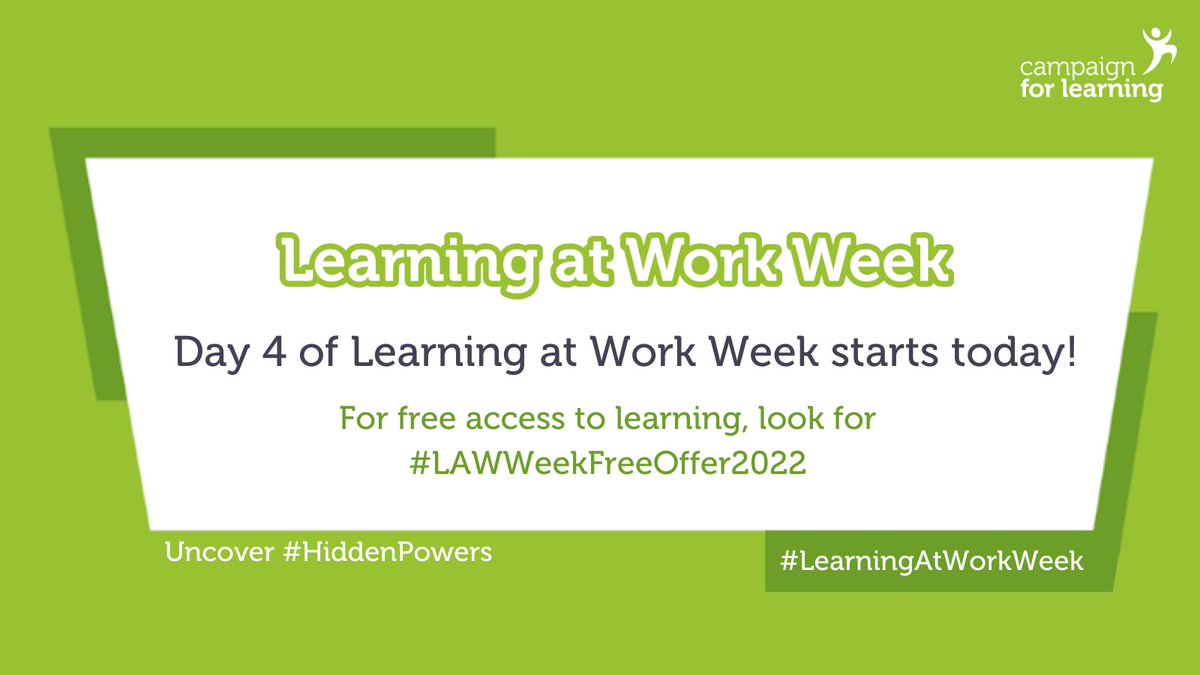 LAWWeekWire's tweet photo. We've reached day 4 of #LearningAtWorkWeek! Don't forget to check out the free learning offers available as part of the week using #LAWWeekFreeOffers2022 https://t.co/hE2M75fNoS