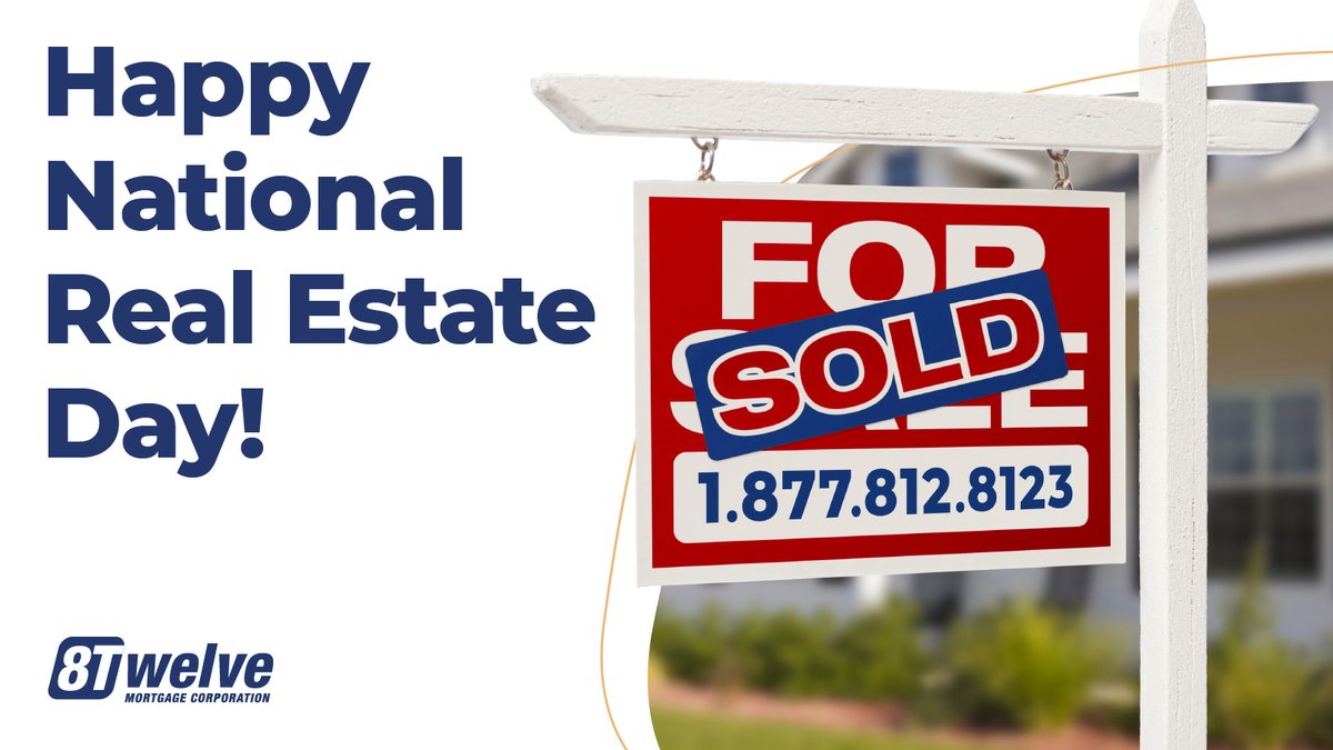 8twelvemortgage's tweet image. Happy National Real Estate Day!
#mortgagesolved #tech2022 #mortgagebroker #mortgage #realestate  #home #realestateagent #firsttimehomebuyer #newhome #refinance #investment  #finance #mortgagecheckup #mortgagelender #debteducation #realeastateday