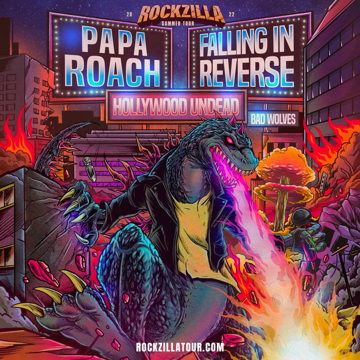 paparoach's tweet photo. THE #ROCKZILLATOUR with @paparoach &amp;  @FIROfficial and special guests @hollywoodundead and @badwolves! VIP on sale at 9am pst! 
https://t.co/gzsDwQyVtl https://t.co/FW9l0wQgJ0