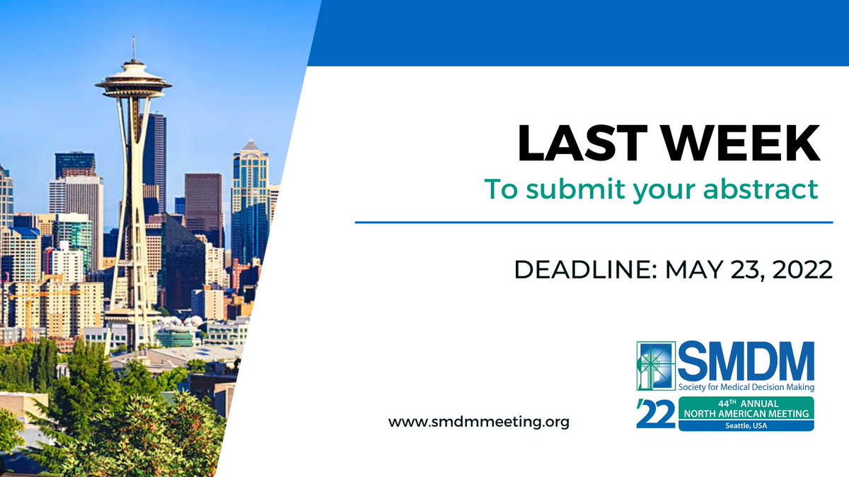 🗓 The abstract submission deadline for #SMDM22 is almost here!

👉 Don't miss this opportunity to get your research recognized among colleagues and experts in the field.

Submit your abstract here 👉 bit.ly/3OPGsMC