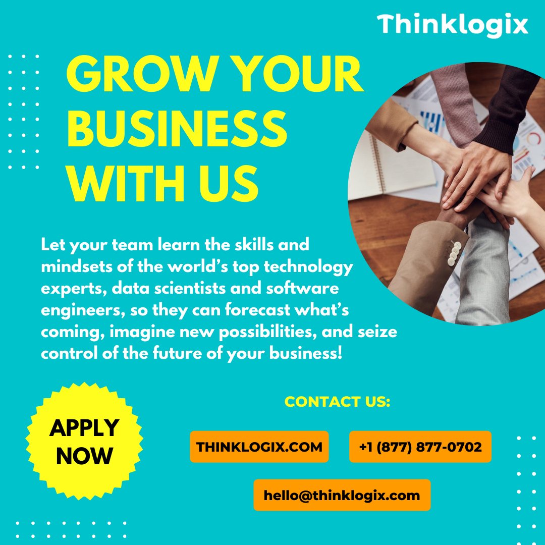 Think_Logix's tweet image. Want to grow your IT business? Let us help you! Thinklogix offers courses lead by a highly talented group of educators and business leaders in the field of technology. Grow your business with us now! Visit: thinklogix.com

#datascience
#business
#IT