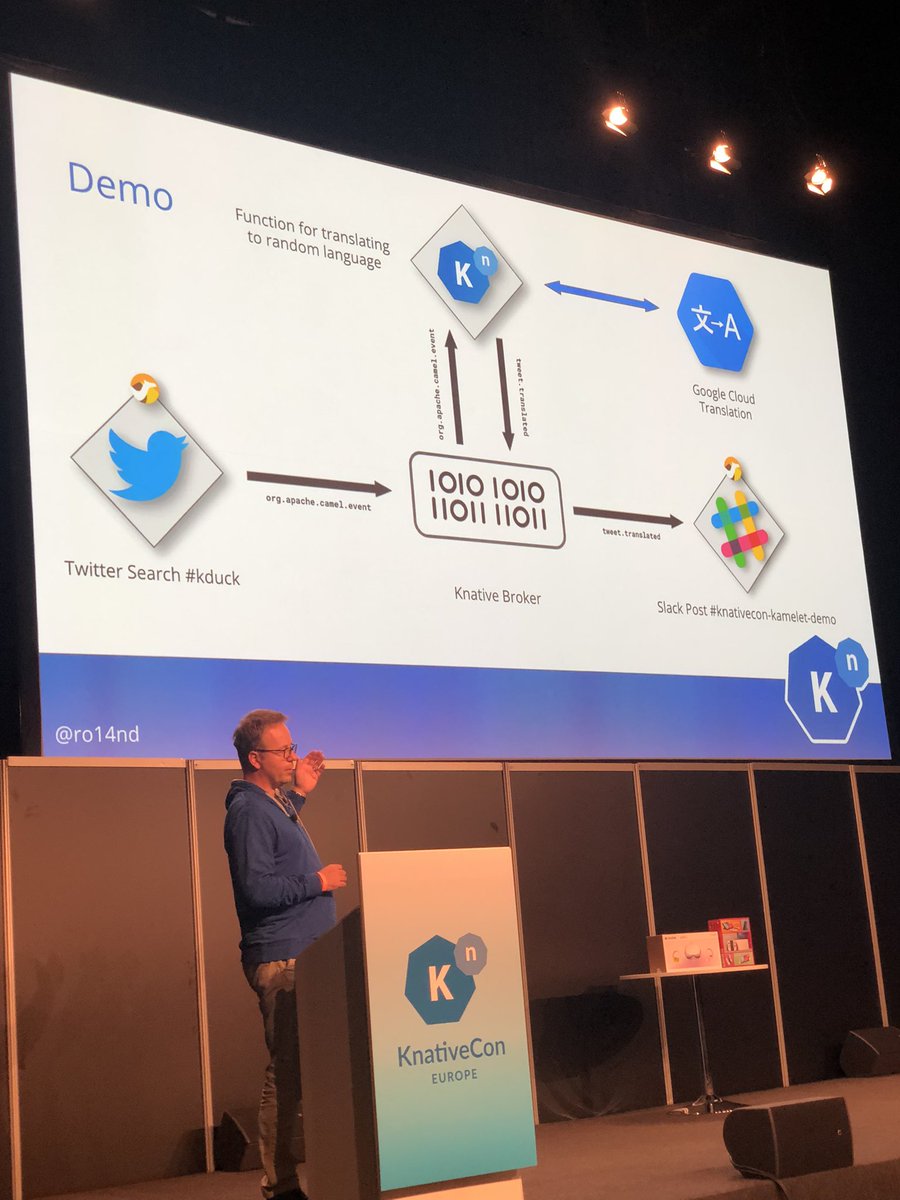 Live demo on Twitter by @ro14nd at #KnativeCon love it 🔥🥑🇪🇸#kduck