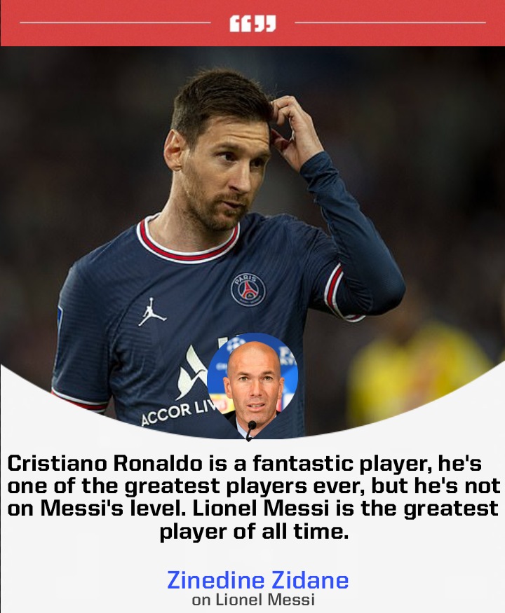 Zidane thinks that Cristiano Ronaldo is not on Lionel Messi level 😳