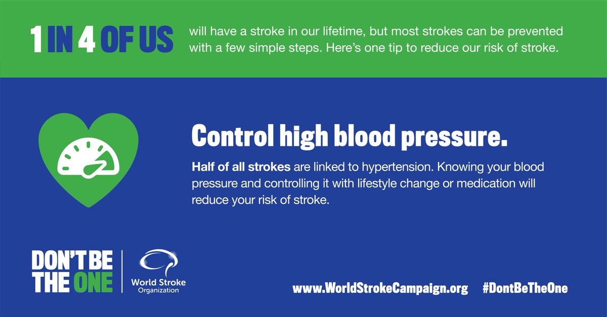 WStrokeCampaign's tweet photo. Hypertension is associated with almost half of all strokes. Knowing and controlling your blood pressure is your single biggest way to reduce your risk of #stroke #WorldHypertensionDay Find out more about hypertension and stroke risk in our leaflet #DontBeTheOne https://t.co/WZe2bxoAfH
