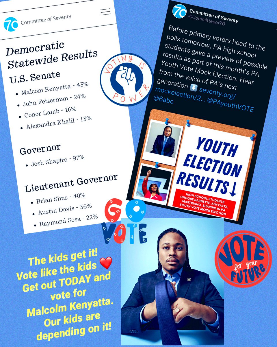 anndra_wilson's tweet photo. VOTE @malcolmkenyatta 🎉
Get out there and vote today! Malcolm Kenyatta wants to quadruple Title 1 funding to our schools, and the kids chose him as their Democratic US Senate winner.
He is the best person for the job and will do what’s best for our kids ❤️ #malcolmforsenate https://t.co/fz4SECAuMM