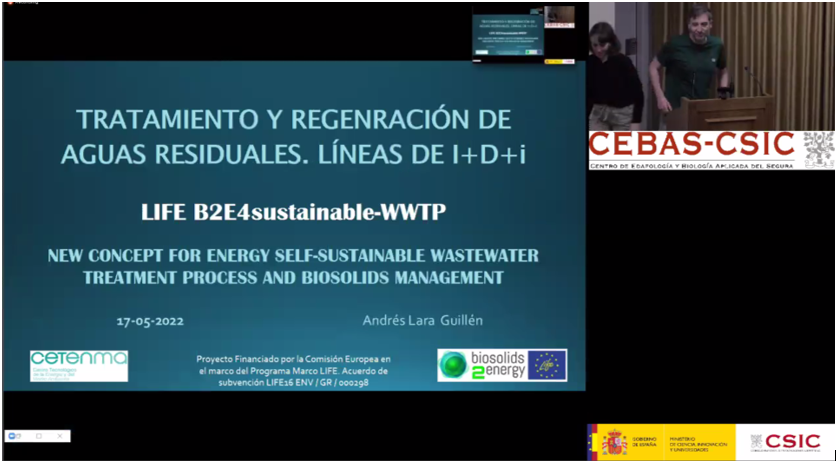 CETENMA's tweet photo. 🔵🟢 LIFE #B2E4SustWWTP | Hoy nuestro compañero Andrés Lara ha expuesto los trabajos y avances de nuestro proyecto @LIFEB2E en la jornada #JornadaLIFEAMIA en las instalaciones de
@CEBAS_CSIC 💧
👏 ¡Gracias a todos por vuestro interés!
#LIFEB2E4 #B2E4 #LIFEproject
#EDAR https://t.co/b7KKCfrbyW
