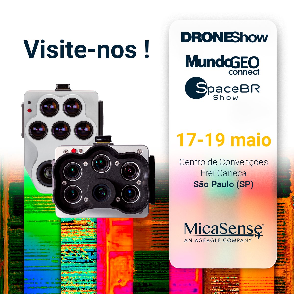 MicaSense's tweet photo. Are you at #MundoGEO Connect, DroneShow, & SpaceBR in Sao Paulo? If so, come and say hi to @erikdebadts from our sales team at booth 228! We're excited to showcase our newest multispectral drone sensors, Altum-PT and #RedEdge-P, to Brazil.
@MundoGEO, @DRONEShowLA, @AgEagleUAVS https://t.co/G1e8bM9jZD