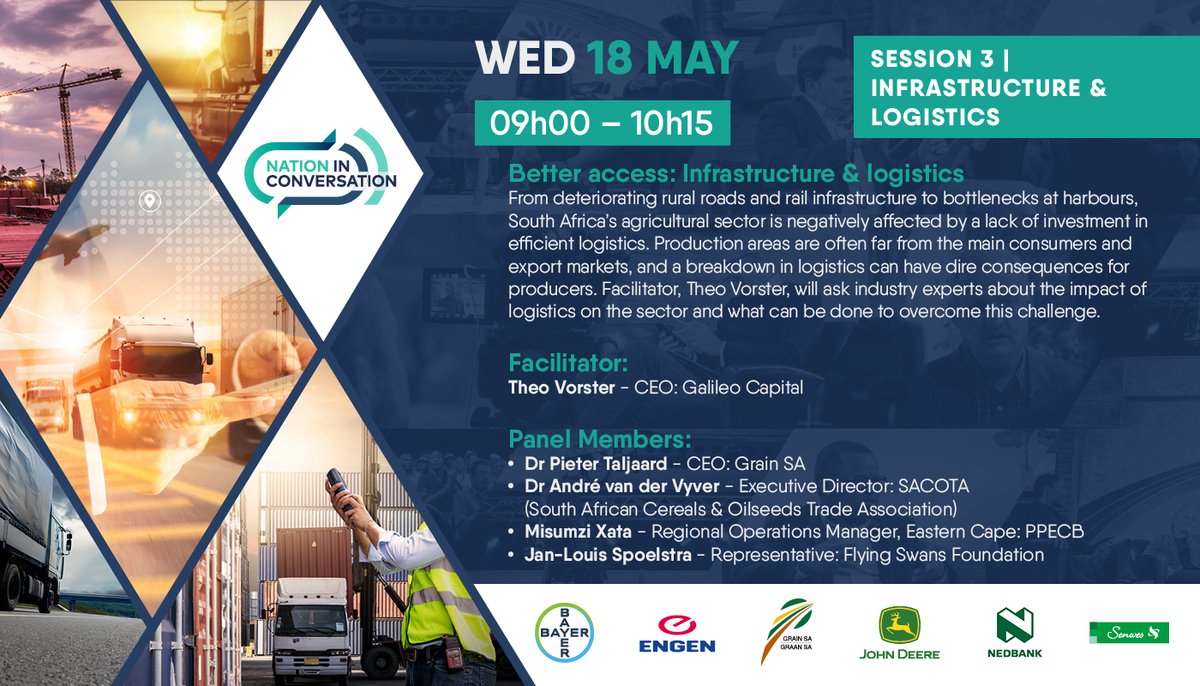 NationConverse's tweet photo. #NationinConversation tackles the proverbial bull by the horns in a discussion on #logistics & #infrastructure. @sakegesprek and a panel of experts will debate the consequences of this total breakdown and what can be done to overcome this challenge. We're live on Youtube at 09:00 https://t.co/22JMCwi6c5