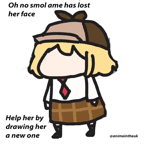 animeintheuk's tweet photo. oh no @watsonameliaEN has lost her face can you help her by drawing her a new face #ameliaRT #hololive #ameliawatson #amelive https://t.co/7qDy55u4lZ