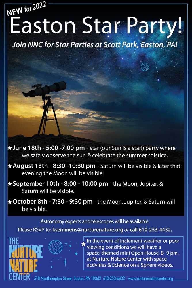 Introducing our Star Party series! 🪐✨Explore the stars and planets of our galaxy from the comfort of Scott Park. Visit our events tab to learn more!